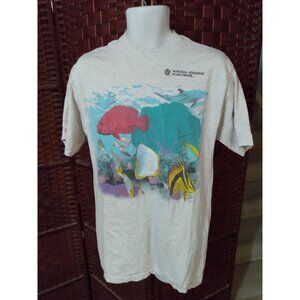Vintage 90s Habitat Tropical Fish T Shirt Ocean Large Dolphin